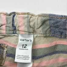 Load image into Gallery viewer, Unisex Carters, striped cotton shorts, adjustable, GUC, size 12 months,  
