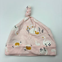 Load image into Gallery viewer, Girls Anko, pink cotton hat / beanie, swans, EUC, size 0,  
