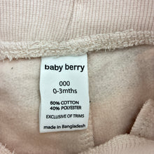 Load image into Gallery viewer, Unisex Baby Berry, fleece lined camo print track pants, elasticated, EUC, size 000,  