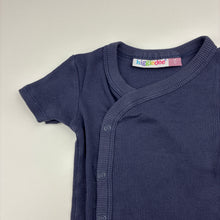 Load image into Gallery viewer, Unisex Higgledee, blue ribbed cotton bodysuit / romper, GUC, size 0,  