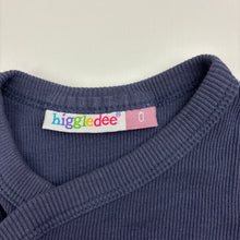 Load image into Gallery viewer, Unisex Higgledee, blue ribbed cotton bodysuit / romper, GUC, size 0,  