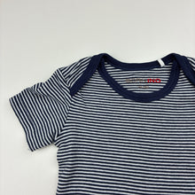 Load image into Gallery viewer, Unisex BORNINO, navy stripe soft cotton bodysuit / romper, EUC, size 0-1,  