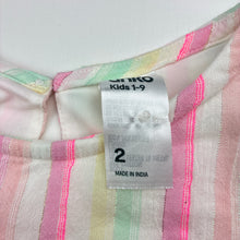 Load image into Gallery viewer, Girls Anko, lined cotton / metallic stripe top, small mark left sleeve, FUC, size 2,  
