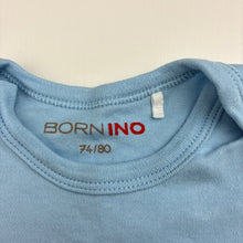 Load image into Gallery viewer, Boys BORNINO, blue cotton bodysuit / romper, EUC, size 0-1,  