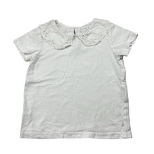 Load image into Gallery viewer, Girls Cool Club, white cotton tee / top, broderie collar, GUC, size 3,  