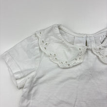 Load image into Gallery viewer, Girls Cool Club, white cotton tee / top, broderie collar, GUC, size 3,  