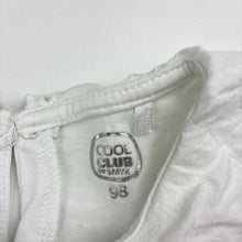 Load image into Gallery viewer, Girls Cool Club, white cotton tee / top, broderie collar, GUC, size 3,  