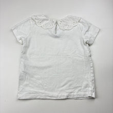 Load image into Gallery viewer, Girls Cool Club, white cotton tee / top, broderie collar, GUC, size 3,  