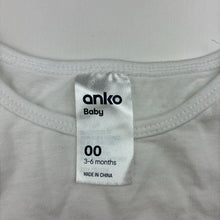 Load image into Gallery viewer, Unisex Anko, white cotton long sleeve tee / top, EUC, size 00,  