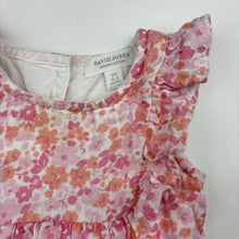 Load image into Gallery viewer, Girls David Jones, floral organic cotton romper dress, GUC, size 000, L: 31cm