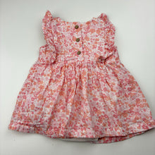 Load image into Gallery viewer, Girls David Jones, floral organic cotton romper dress, GUC, size 000, L: 31cm
