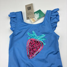 Load image into Gallery viewer, Girls Wave Zone, blue swim one-piece, sequin strawberry, NEW, size 3,  