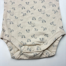 Load image into Gallery viewer, Unisex Dymples, stretchy bodysuit / romper, farmyard, EUC, size 0,  