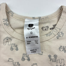 Load image into Gallery viewer, Unisex Dymples, stretchy bodysuit / romper, farmyard, EUC, size 0,  