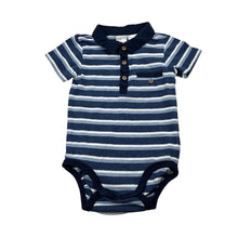 Load image into Gallery viewer, Boys H&amp;M, striped stretchy polo bodysuit / romper, GUC, size 0,  