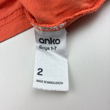 Load image into Gallery viewer, Boys Anko, orange cotton tee / top, skateboards, GUC, size 2,  