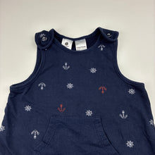 Load image into Gallery viewer, Boys Dymples, navy soft feel cotton shortalls / romper, GUC, size 0,  
