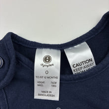 Load image into Gallery viewer, Boys Dymples, navy soft feel cotton shortalls / romper, GUC, size 0,  