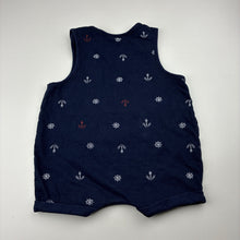 Load image into Gallery viewer, Boys Dymples, navy soft feel cotton shortalls / romper, GUC, size 0,  