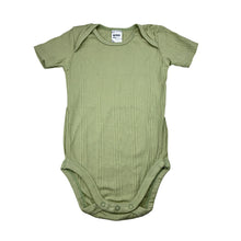 Load image into Gallery viewer, Unisex Anko, green ribbed cotton bodysuit / romper, EUC, size 1,  