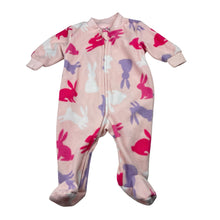 Load image into Gallery viewer, Girls Dymples, fleece zip coverall / romper, rabbits, GUC, size 000,  