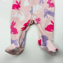 Load image into Gallery viewer, Girls Dymples, fleece zip coverall / romper, rabbits, GUC, size 000,  