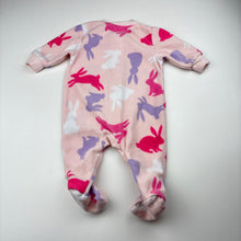 Load image into Gallery viewer, Girls Dymples, fleece zip coverall / romper, rabbits, GUC, size 000,  