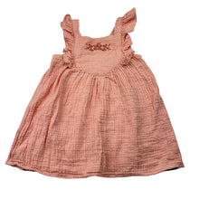 Load image into Gallery viewer, Girls Modern Moments, embroidered crinkle cotton dress, GUC, size 12 months, L: 42cm