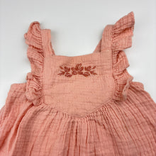 Load image into Gallery viewer, Girls Modern Moments, embroidered crinkle cotton dress, GUC, size 12 months, L: 42cm