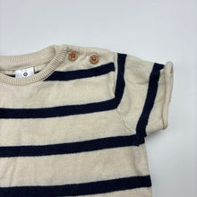 Load image into Gallery viewer, Unisex Target, navy stripe organic cotton knit short sleeve top, EUC, size 00,  