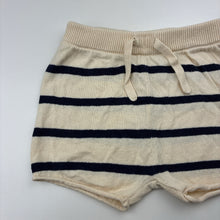 Load image into Gallery viewer, Unisex Target, navy stripe organic cotton knit shorts, elasticated, EUC, size 00,  