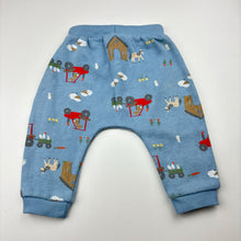 Load image into Gallery viewer, Unisex Dymples, fleece lined track pants, elasticated, farmyard, GUC, size 00,  