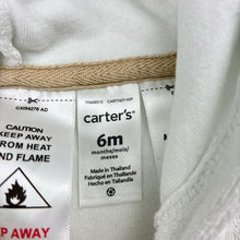Load image into Gallery viewer, Unisex Carters, white terry zip hoodie sweater, GUC, size 00,  