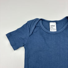 Load image into Gallery viewer, Unisex Anko, blue ribbed cotton bodysuit / romper, EUC, size 1,  