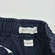Load image into Gallery viewer, Boys Country Road, navy cotton / linen shorts, elasticated, GUC, size 00,  