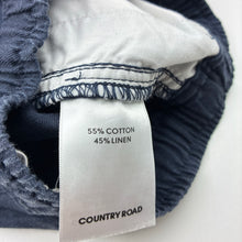 Load image into Gallery viewer, Boys Country Road, navy cotton / linen shorts, elasticated, GUC, size 00,  