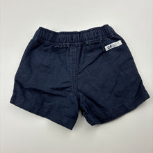 Load image into Gallery viewer, Boys Country Road, navy cotton / linen shorts, elasticated, GUC, size 00,  