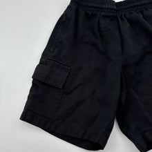 Load image into Gallery viewer, Boys PICKLES, black school cargo shorts, elasticated, GUC, size 4,  