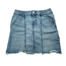 Load image into Gallery viewer, Girls Calvin Klein Jeans, blue stretch denim skirt, L: 32cm, W: 30cm across, GUC, size 8,  