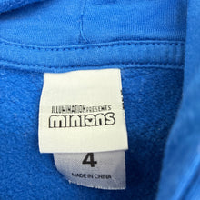 Load image into Gallery viewer, Unisex Minions, blue fleece lined hoodie sweater, GUC, size 4,  