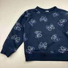 Load image into Gallery viewer, Girls Anko, navy fleece lined sweater / jumper, butterflies, GUC, size 5,  