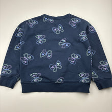 Load image into Gallery viewer, Girls Anko, navy fleece lined sweater / jumper, butterflies, GUC, size 5,  