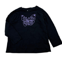 Load image into Gallery viewer, Girls Brilliant Basics, black cotton long sleeve top, butterfly, GUC, size 4,  