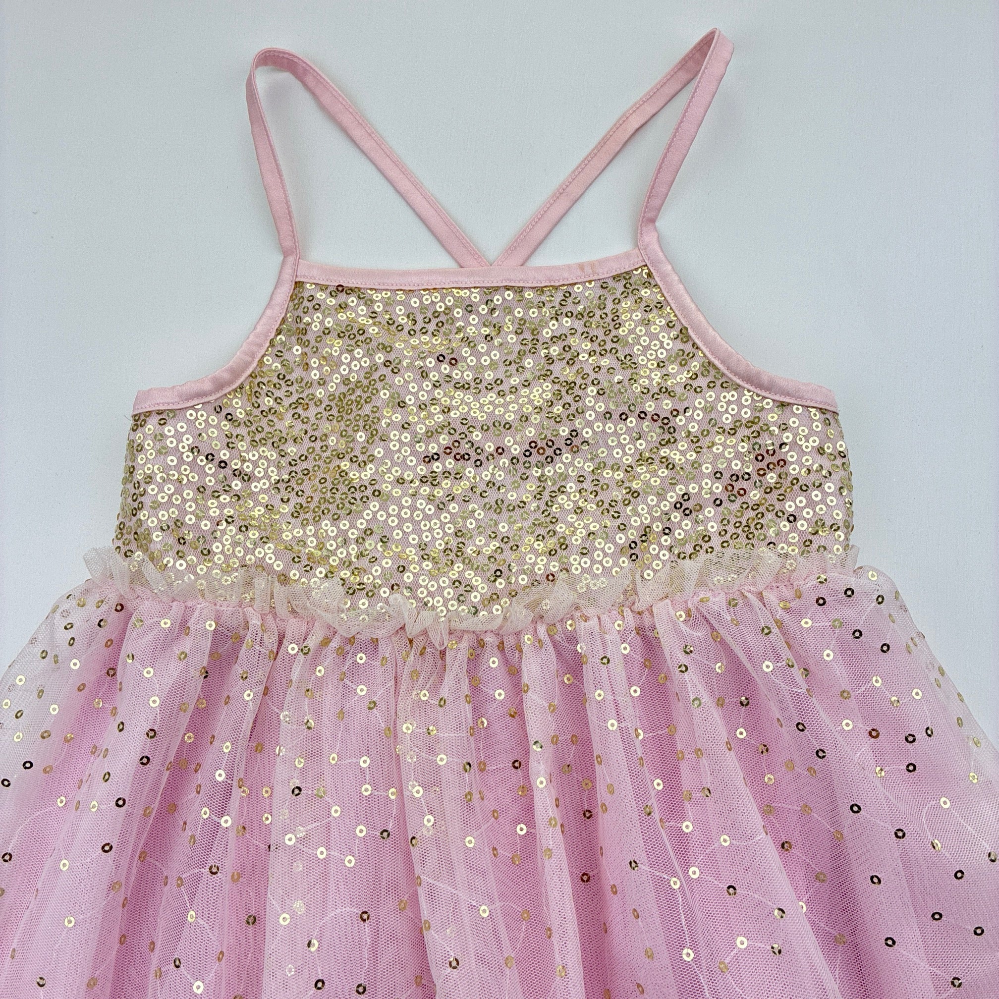 Target, tulle & sequin party dress, mark & small hole in tulle right skirt,  FUC, size 2, L: 56cm – DaisyChainClothing