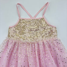 Load image into Gallery viewer, Girls Target, tulle &amp; sequin party dress, mark &amp; small hole in tulle right skirt, FUC, size 2, L: 56cm