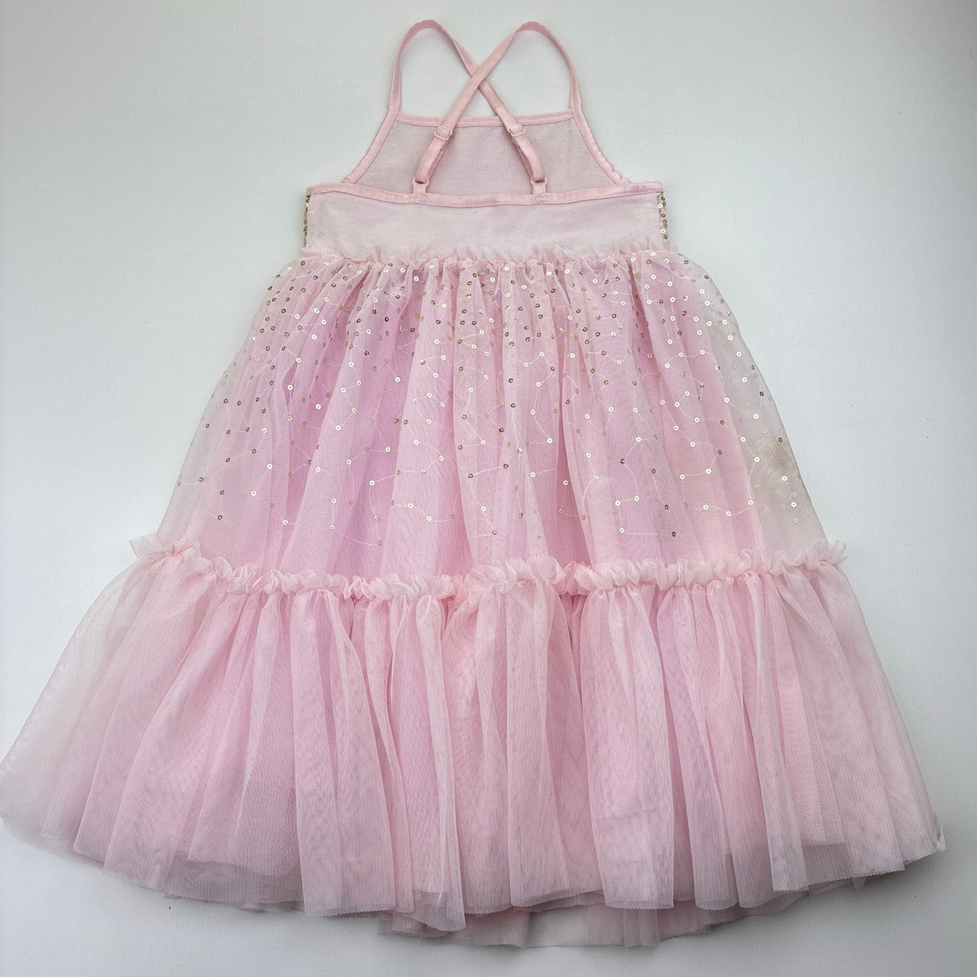 target sequin dress Target, tulle & sequin party dress, mark & small hole in tulle right skirt, FUC, size 2, L: 56cm – DaisyChainClothing
