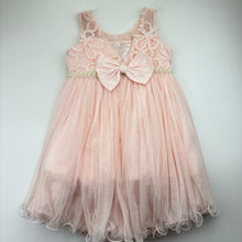 Load image into Gallery viewer, Girls American Princess, pink tulle party / formal dress, small marks front &amp; side skirt + back bow, FUC, size 4, L: 50cm at front