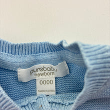 Load image into Gallery viewer, Unisex purebaby, organic cotton knit cardigan, EUC, size 0000,  