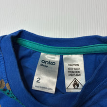 Load image into Gallery viewer, Boys Anko, blue pyjama tee / top, dinosaurs, EUC, size 2,  