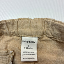 Load image into Gallery viewer, Boys Baby Baby, cotton / linen pants, adjustable, EUC, size 0,  